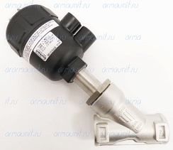 Клапан наклонный седельный с пневмоприводом, тип 2000, A20,0 PTFE VA, G3/4, Pmed 11 bar, Pilot 3,9-10 bar, Burkert