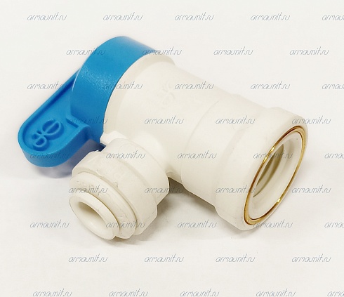 Кран шаровой запорный угловой PPSV500822W, 1/4" х 1/4", цанга/внутр. резьба, JG