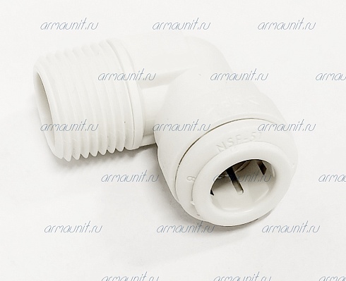 Уголок резьбовой PP481223W, 3/8" x 3/8", цанга/нар. резьба NPTF, полипропилен, JG