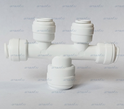 Коллектор на 4 выхода, 3/8" х 1/4" х 1/4" х 1/4" х 1/4", цанга