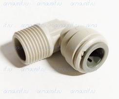 Уголок резьбовой PI481223S, 3/8" x 3/8", цанга/нар. резьба NPTF, ацеталь-сополимер, JG
