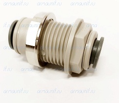 Коннектор для перегородки с гайкой PI1212S, 3/8", цанга, ацеталь-сополимер, JG