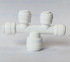 Коллектор на 4 выхода, 3/8" х 1/4" х 1/4" х 1/4" х 1/4", цанга