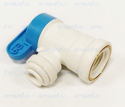 Кран шаровой запорный угловой PPSV500822W, 1/4" х 1/4", цанга/внутр. резьба, JG
