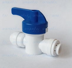 Кран шаровой запорный, 1/4" х 1/4", цанга/цанга (PPSV040808W, JG)