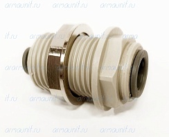 Коннектор для перегородки понижающий с гайкой PI121208S, 3/8" х 1/4", цанга, ацеталь-сополимер, JG