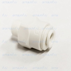 Коннектор PP010821W, 1/4" x 1/8", цанга/нар. резьба NPTF, полипропилен, JG