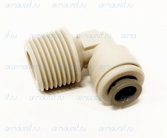 Уголок резьбовой PI480823S, 1/4" x 3/8", цанга/нар. резьба NPTF, ацеталь-сополимер, JG